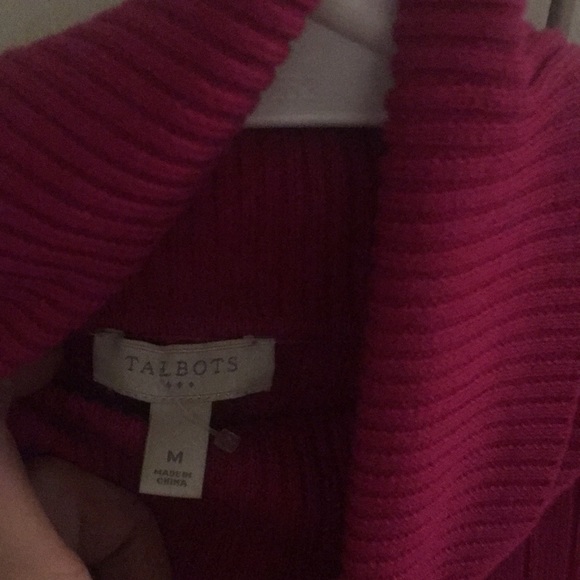 Talbots Ribbed Turtleneck, Raspberry, size medium. - Picture 3 of 3